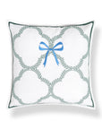 Wreathia, Indoor/Outdoor Baby Blue Bow Pillow Cover, with Flanged Border, 20"x20"