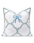 Wreathia, Indoor/Outdoor Baby Blue Bow Pillow Cover, with Flanged Border, 20"x20"