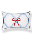 Wreathia, Indoor/Outdoor Red Bow Lumbar Pillow Cover, with Flanged Border, 12"x20"