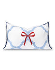 Wreathia, Indoor/Outdoor Red Bow Lumbar Pillow Cover, with Flanged Border, 12"x20"