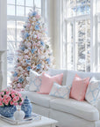 Wreathia, Indoor/Outdoor Pink Bow Lumbar Pillow Cover, with Flanged Border, 12"x20"