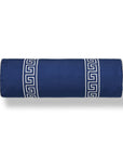 Hanverge Greek Key, Indoor/Outdoor Navy Blue Bolster Pillow Cover, with Piping, 8"x24"