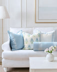 Hanverge Greek Key, Indoor/Outdoor Baby Blue Decorative Bolster Pillow Cover, with Piping, 8"x24"