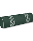 Hanverge Greek Key, Indoor/Outdoor Forest Green Bolster Pillow Cover, with Piping, 8"x24"