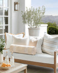 Hanverge Greek Key, Indoor/Outdoor Tan Bolster Pillow Cover, with Piping, 8"x24"