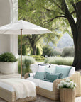 Lune, Indoor/Outdoor Forest Green Lumbar Pillow Cover, Gingham with Scalloped Border, 12"x20"