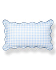 Lune, Indoor/Outdoor Baby Blue Lumbar Pillow Cover, Gingham with Scalloped Border, 12"x20"