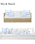 Lune, Indoor/Outdoor Baby Blue Lumbar Pillow Cover, Gingham with Scalloped Border, 12"x20"