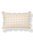 Lune, Indoor/Outdoor Tan Lumbar Pillow Cover, Gingham with Scalloped Border, 12"x20"