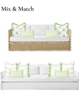 Lune, Indoor/Outdoor Grass Green Gingham Lumbar Pillow Cover, with Scalloped Border, 12"x20"