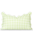 Lune, Indoor/Outdoor Grass Green Gingham Lumbar Pillow Cover, with Scalloped Border, 12"x20"