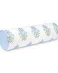 Marveille Flowers, Indoor/Outdoor Green Baby Blue Bolster Pillow Cover, with Piping, 6"x20"