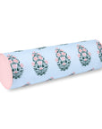 Marveille Flowers, Indoor/Outdoor Pink Baby Blue Bolster Pillow Cover, with Piping, 6"x20"