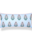 Marveille Flowers, Indoor/Outdoor Pink Baby Blue Decorative Lumbar Pillow Cover, with Piping, 12"x26"
