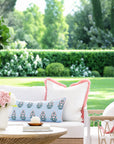 Marveille Flowers, Indoor/Outdoor Blue Decorative Lumbar Pillow Cover, with Piping, 12"x26"