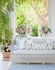 Marveille Flowers, Indoor/Outdoor Pink Decorative Lumbar Pillow Cover, with Piping, 12"x26"