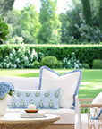 Marveille Flowers, Indoor/Outdoor Blue Lumbar Pillow Cover, with Piping, 12"x26"
