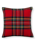 Royal Stewart Tartan Plaid, Decorative Red Plaid Throw Pillow Cover, with Flanged Border, 20"x20"