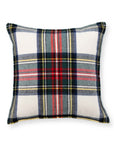 Royal Stewart Tartan Plaid, Decorative Beige Plaid Christmas Pillow Cover, with Flanged Border, 20"x20"