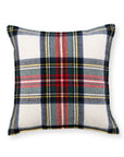 Royal Stewart Tartan Plaid, Merino Wool Holiday Pillow Cover, Beige Red, 20"x20"