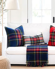 Royal Stewart Tartan Plaid, Merino Wool Holiday Lumbar Pillow Cover, Beige Red, 12"x20"
