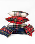 Royal Stewart Tartan Plaid, Decorative Beige Plaid Christmas Pillow Cover, with Flanged Border, 20"x20"