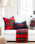 Royal Stewart Tartan Plaid, Merino Wool Christmas Throw Blanket, Red, 50"x70"