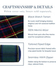 Black Watch Tartan Plaid, Merino Wool Decorative Bolster Pillow Cover, Hunter Green Navy, 6"x20"