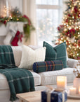 Chathia Windowpane, Merino Wool Accent Pillow Cover, Hunter Green, 22”x22”
