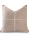 Chathia Windowpane, Merino Wool Decorative Pillow Cover, Classic Camel, 22”x22”