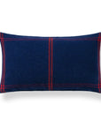 Chathia Windowpane, Merino Wool Christmas Lumbar Pillow Cover, Navy Red, 12"x20"