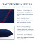 Chathia Windowpane, Merino Wool Christmas Lumbar Pillow Cover, Navy Red, 12"x20"