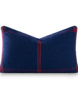 Chathia Windowpane, Merino Wool Christmas Lumbar Pillow Cover, Navy Red, 12"x20"