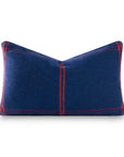 Chathia Windowpane, Merino Wool Christmas Lumbar Pillow Cover, Navy Red, 12"x20"