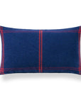 Chathia Windowpane, Merino Wool Christmas Lumbar Pillow Cover, Navy Red, 12"x20"