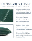 Chathia Windowpane, Merino Wool Accent Pillow Cover, Hunter Green, 12"x20"