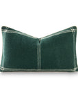 Chathia Windowpane, Merino Wool Accent Pillow Cover, Hunter Green, 12"x20"