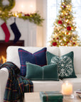 Chathia Windowpane, Merino Wool Accent Pillow Cover, Hunter Green, 12"x20"