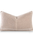 Chathia Windowpane, Merino Wool Luxury Woven Lumbar Pillow Cover, Classic Camel, 12"x20"