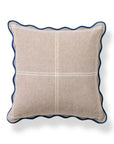 Chathia Windowpane, Merino Wool Scalloped Plaid Pillow Cover, Classic Camel, 20”x20”
