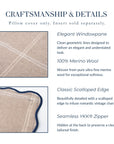 Chathia Windowpane, Merino Wool Scalloped Plaid Pillow Cover, Classic Camel, 20”x20”