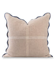 Chathia Windowpane, Merino Wool Scalloped Plaid Pillow Cover, Classic Camel, 20”x20”