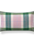 Rosela Pastel Tartan, Merino Wool Chic Throw Pillow Cover, Vintage Pink Green, 12"x20"