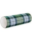 Rosela Pastel Tartan, Merino Wool Round Bolster Pillow Cover, Sage Green Blue, 6"x20"