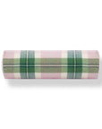 Rosela Pastel Tartan, Merino Wool Holiday Bolster Pillow Cover, Vintage Pink Green, 6"x20"