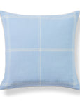 Chathia Windowpane, Merino Wool Checkered Pillow Cover, Dusty Blue, 22”x22”