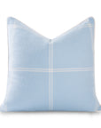 Chathia Windowpane, Merino Wool Checkered Pillow Cover, Dusty Blue, 22”x22”