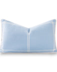 Chathia Windowpane, Merino Wool Checkered Pillow Cover, Dusty Blue, 12"x20"