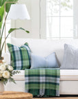 Chathia Windowpane, Merino Wool Checkered Pillow Cover, Dusty Blue, 12"x20"