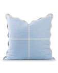 Chathia Windowpane, Merino Wool Scalloped Pillow Cover, Dusty Blue, 20”x20”